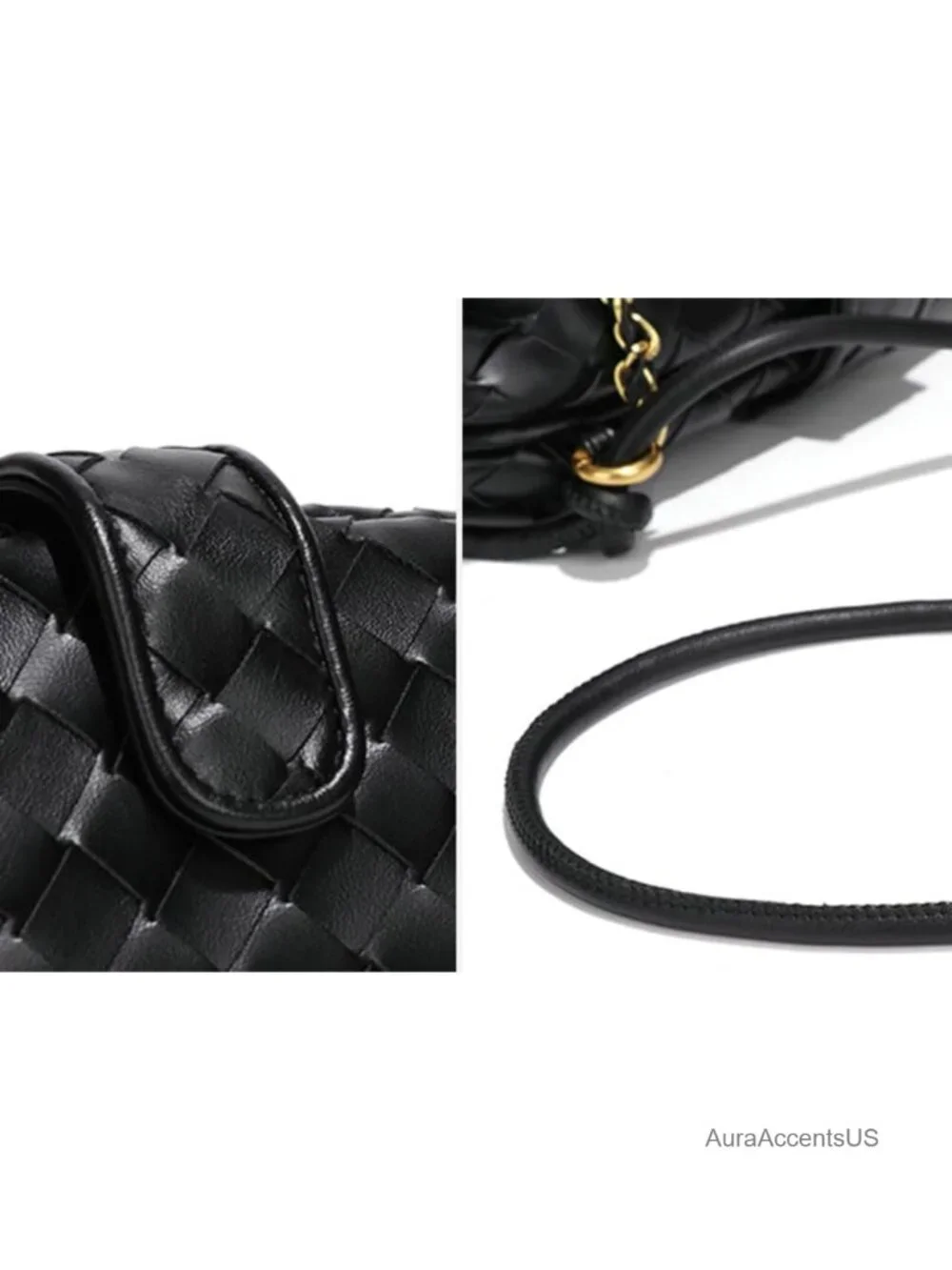 PU Leather Handwoven Crossbody Satchel Bag with Magnetic Closure